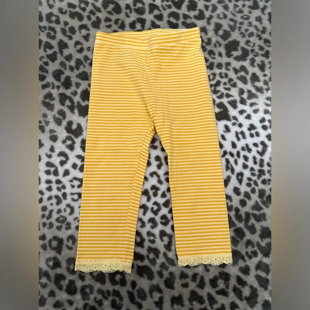 babyGap Striped Leggings with Lace Trim in Yellow Size Toddler 3 Years
